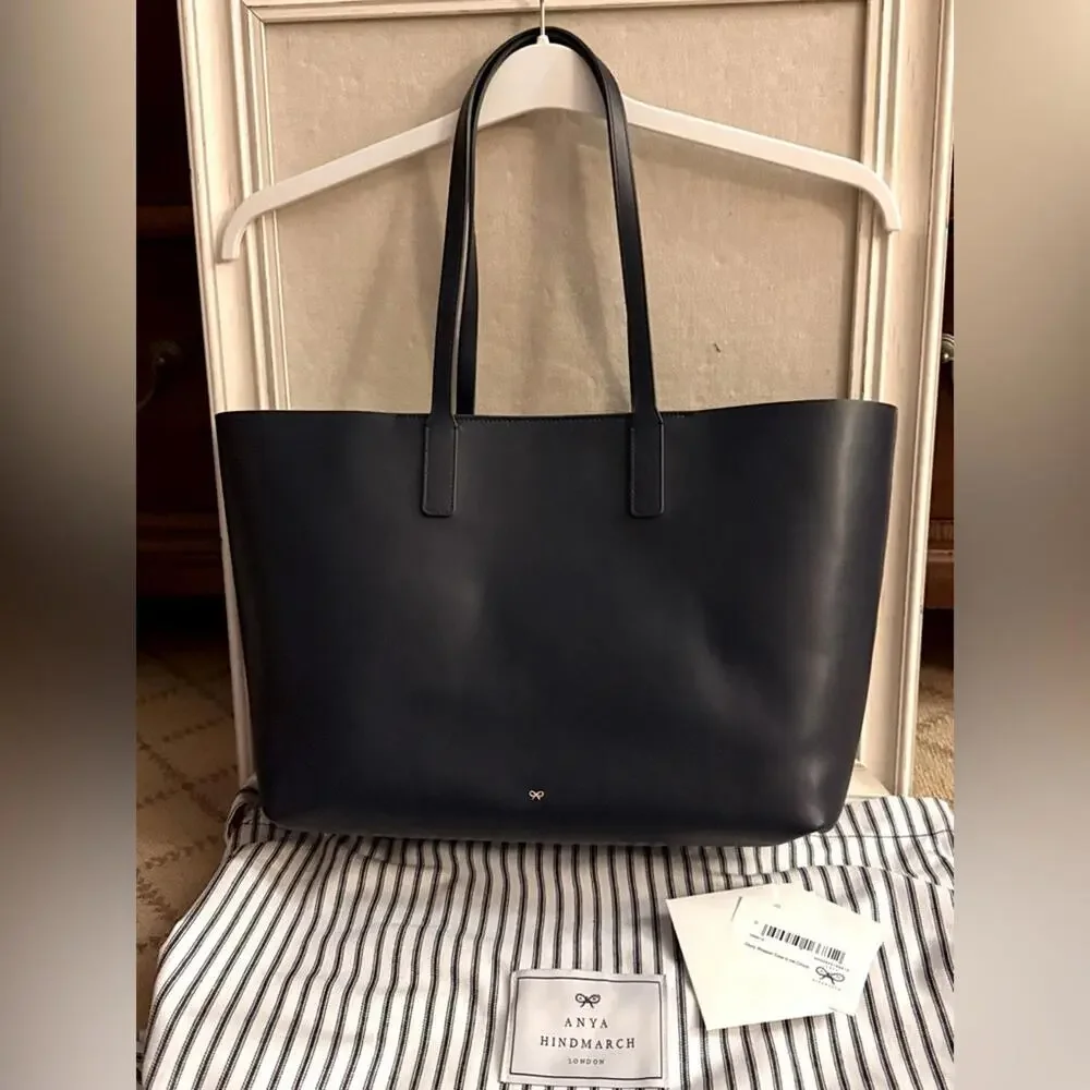 Anya Hindmarch Ebury Eyes Tote Bag in Navy Leather NWT - Picture 3 of 13